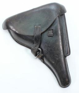 gjh/42 P.O8 black leather holster with faint Waffenamt markings WaA8??