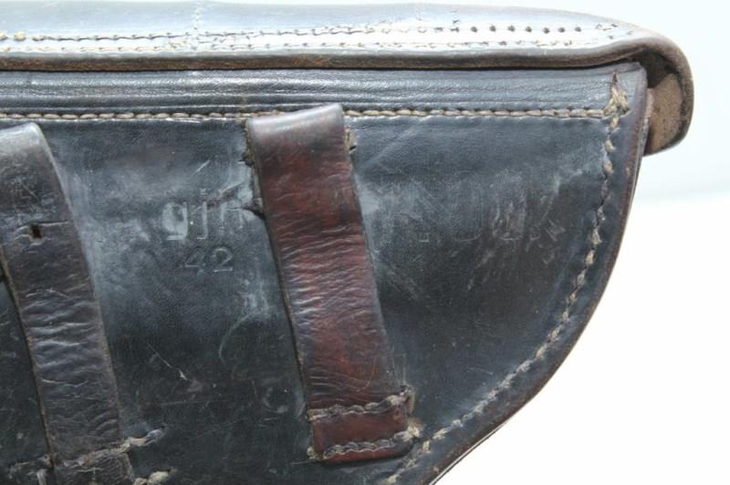 gjh/42 P.O8 black leather holster with faint Waffenamt markings WaA8??