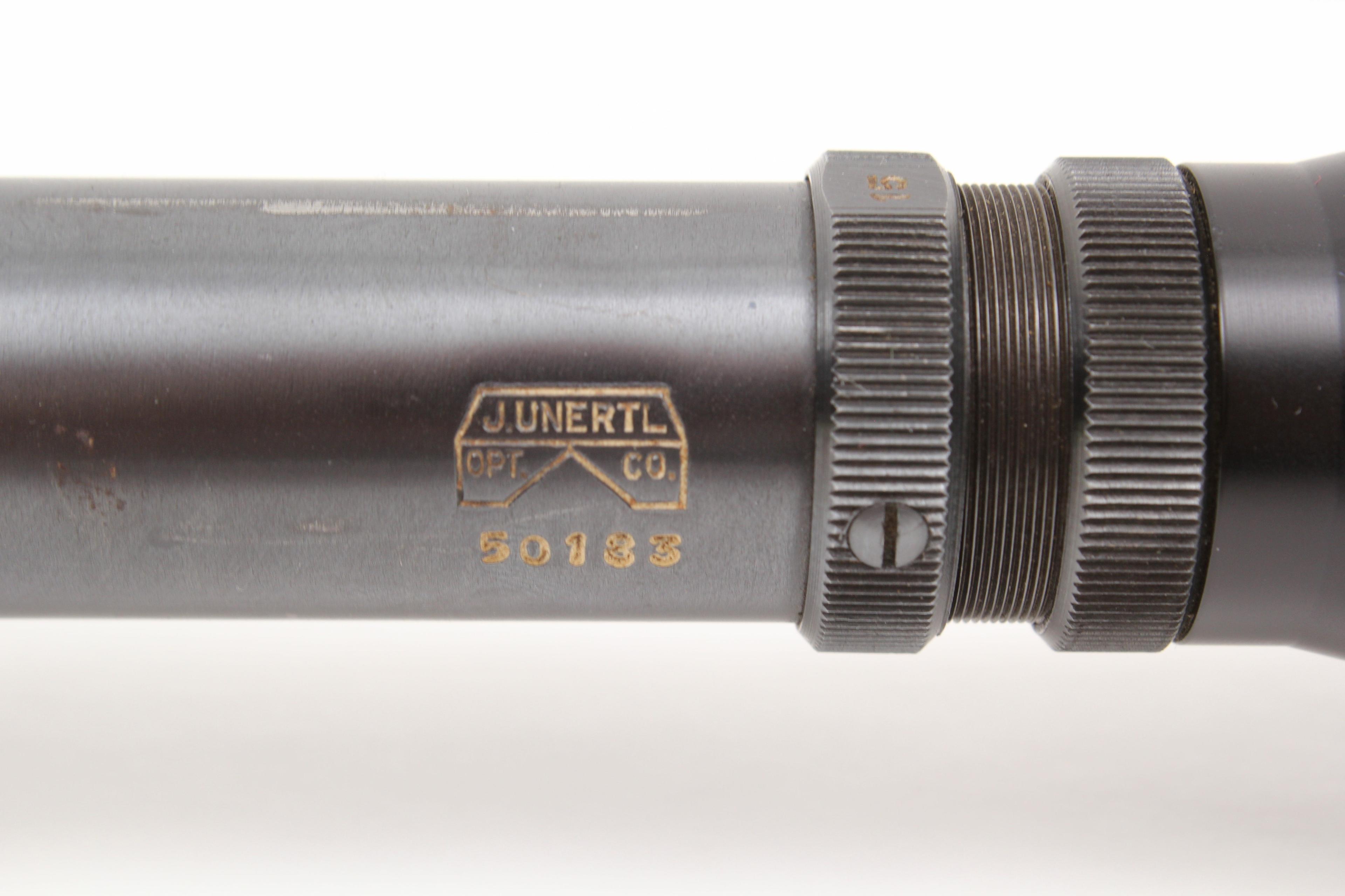 J. Unertl 1" tube 15x scope with aluminum mounts and steel lens covers