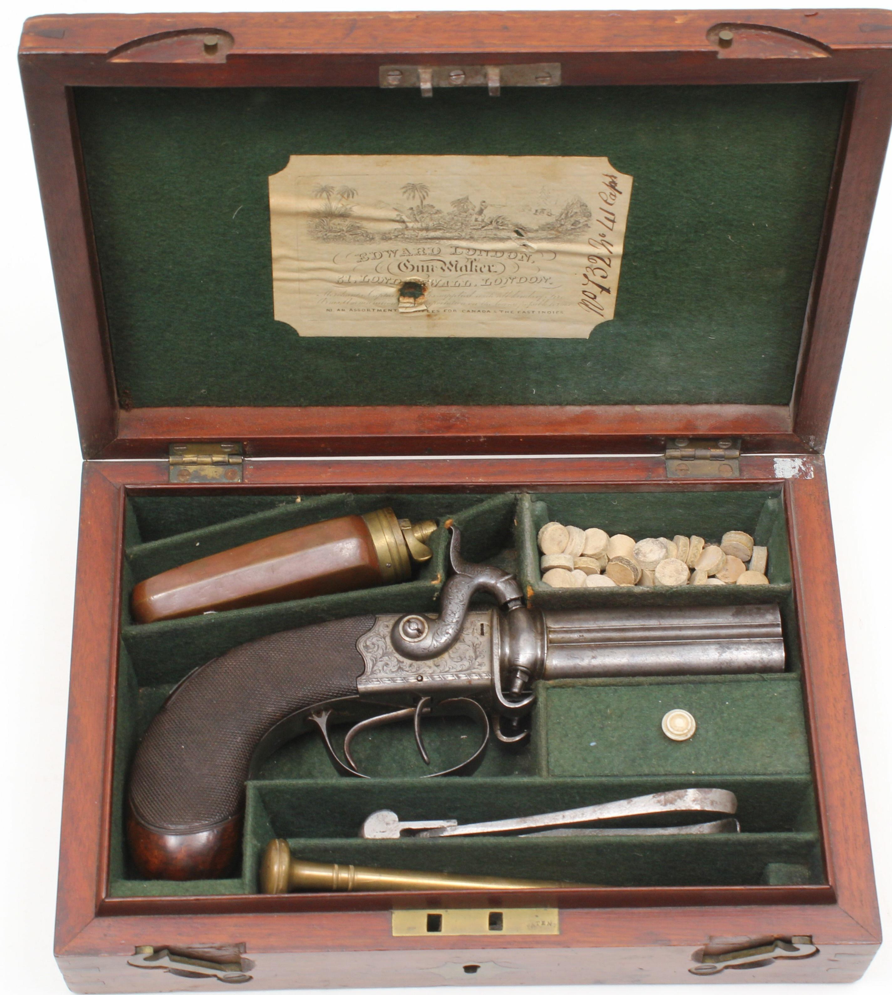 *Cased Mills & Son-London, Swivel Barrel Pepperbox