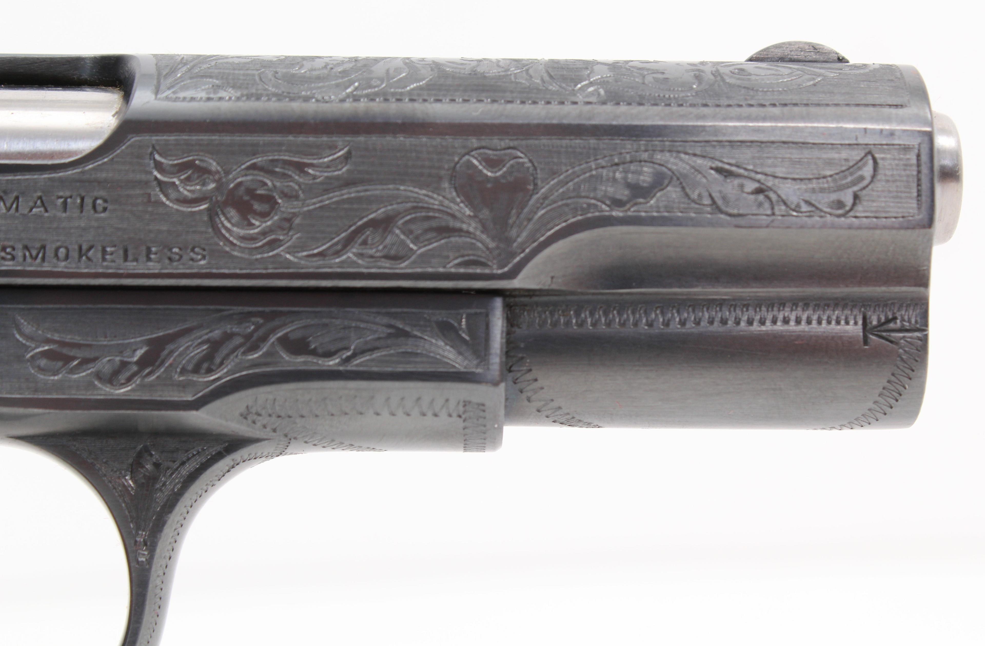 Exceptional Engraved Colt, Model 1903 Hammerless Pocket Automatic, .32 Colt,