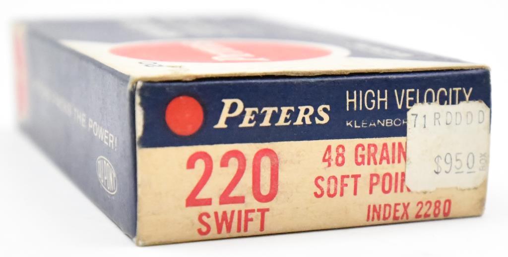 .220 Swift ammunition - (1) box Peters High