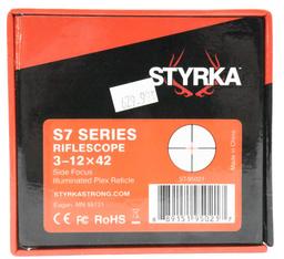 Styrka S7 Series 3-12x42 rifle scope, side focus, illuminated Plex Reticle ST-95021,