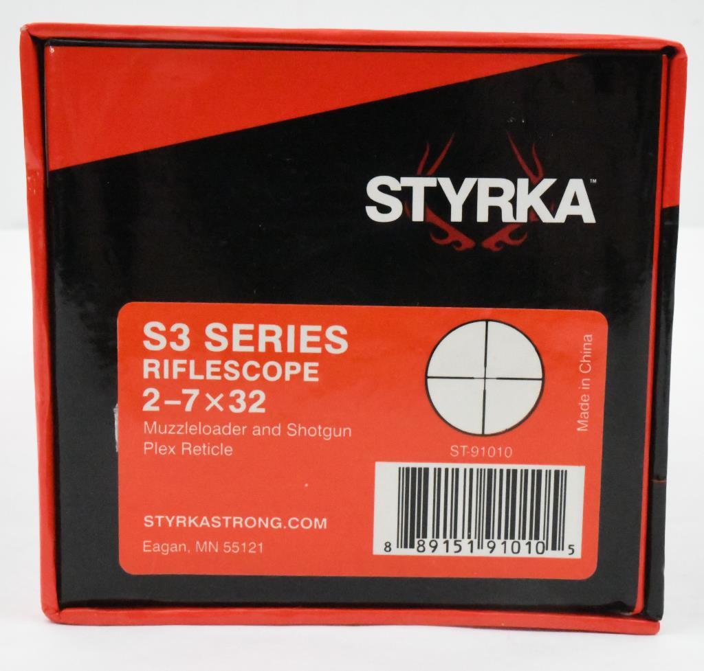 Styrka S3 Series 2-7x32 muzzleloader and shotgun scope, Plex Reticle ST-91010,