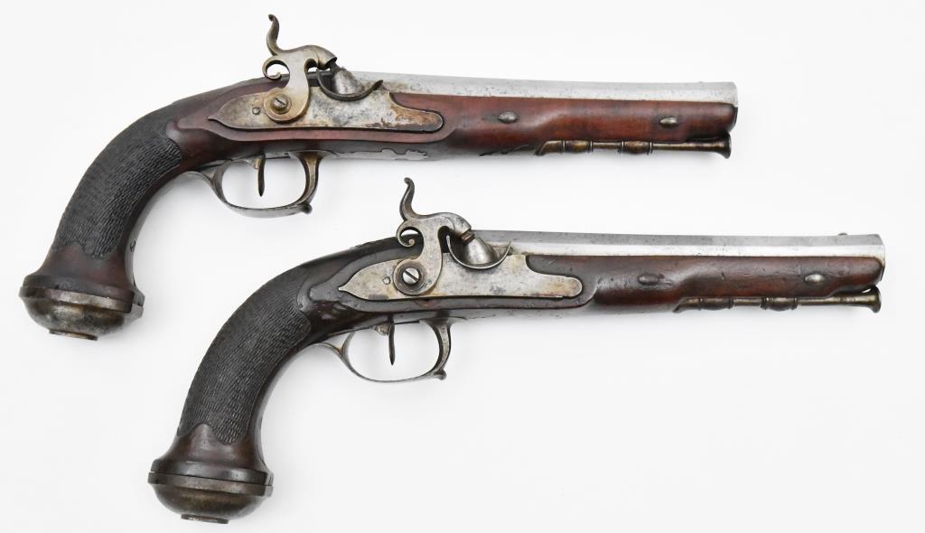 * Fourni Par Lepage Paris, Pair of French Officers' holster pistols, .68 cal,