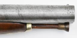 * Belgium Manufactured, Howdah double barrel, 0.675" diameter bore, muzzleloading pistol,