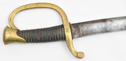 U.S. Civil War "AHC" Ames mounted artillery sword, with scabbard having gilt brass hilt
