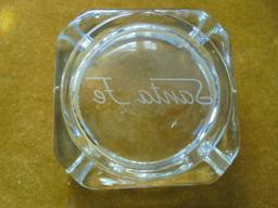 OLD GLASS SANTA FE RAILROAD ASH TRAY--ETCHED BOTTOM "SANTA FE"