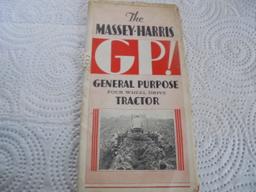 HARD TO FIND "MASSEY-HARRIS" EARLY 'GP' 4 WHEEL DRIVE TRACTOR ON STEEL ADVERTISING FOLDING BROCHURE