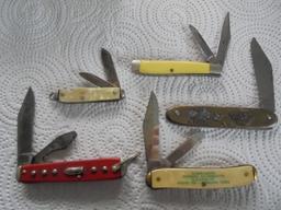 GROUP OF 5 OLD POCKET KNIVES-ONE 1933 WORLDS FAIR COCA COLA--ONE IS PETERSON COOP, ETC