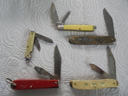GROUP OF 5 OLD POCKET KNIVES-ONE 1933 WORLDS FAIR COCA COLA--ONE IS PETERSON COOP, ETC