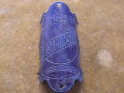 RARE BRASS "E.C. SIMMONS" HARDWARE BICYCLE BADGE- "WESTMINSTER"