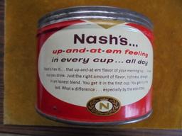 1957 DATED "NASH'S COFFEE" ADVERTISING ONE POUND CAN--NO LID