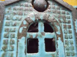 VINTAGE CAST IRON BUILDING "COIN BANK"-OLDER REPAINT"