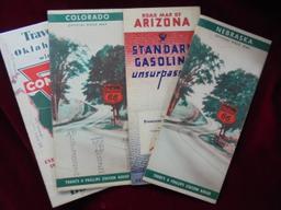 4 VINTAGE ADVERTISING ROAD MAPS-PHILLIPS-STANDARD-&CONOCO