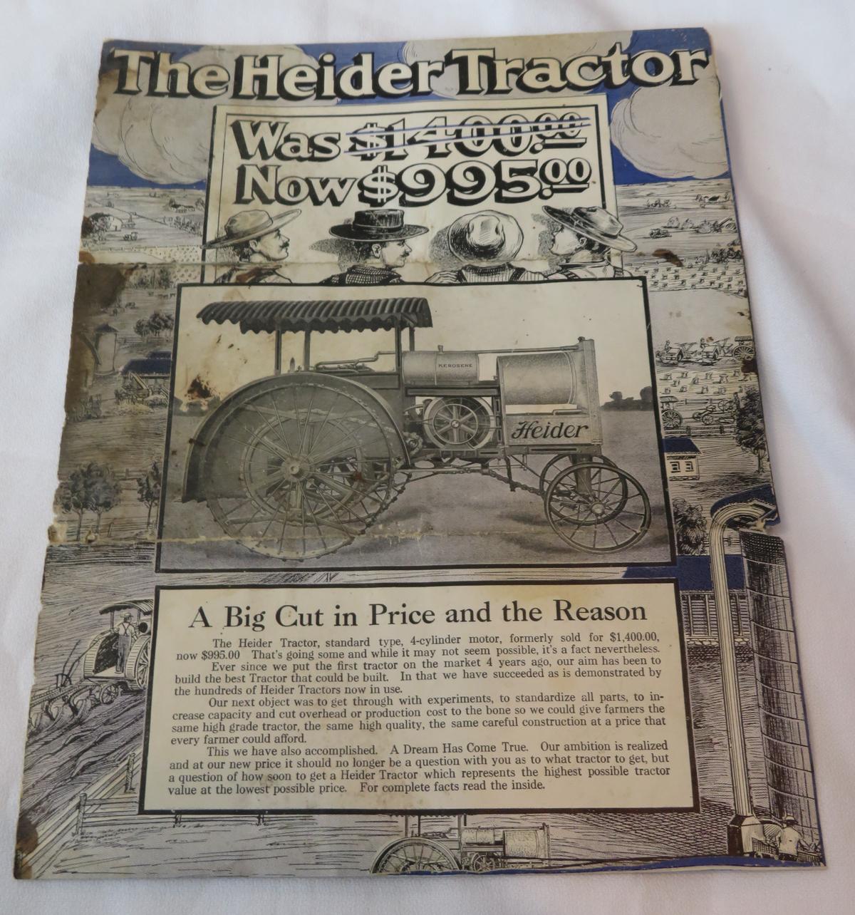 "THE HEIDER TRACTOR" - SALES LITERATURE - EARLY & RARE