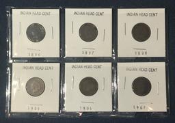 COLLECTION OF (6) INDIAN HEAD CENTS