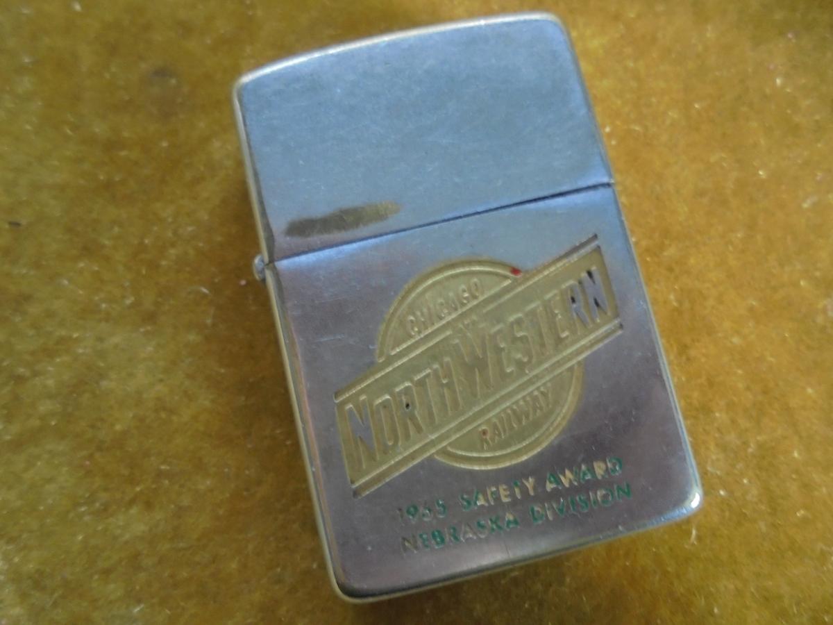 1965 ZIPPO LIGHTER WITH "CHICAGO NORTHWESTERN RAILROAD ADVERTISING