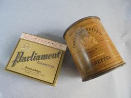 TWO VINTAGE CIGARETTE ADVERTISING CONTAINERS-PHILIP MORRIS & PARLIAMENT