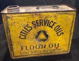 RARE - "CITIES SERVICE OIL - FLOOR OIL" ADVERTISING TIN