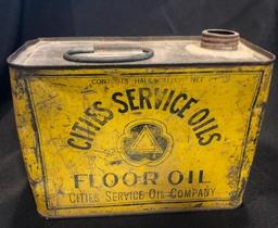 RARE - "CITIES SERVICE OIL - FLOOR OIL" ADVERTISING TIN