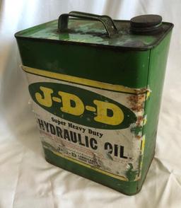 J.D.D. HYDRAULIC OIL ADVERTISING TIN