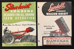 TWO ADVERTISING BROCHURES - LUNDELL HYDRAULIC WAGON HOIST & STARHOIST LOADERS