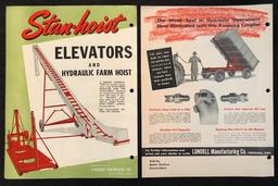 TWO ADVERTISING BROCHURES - LUNDELL HYDRAULIC WAGON HOIST & STARHOIST LOADERS