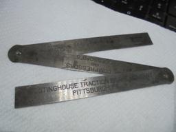 VINTAGE STEEL FOLDING POCKET RULE WITH ADVERTISING "WESTINGHOUSE TRACTION BRAKE COMPANY"
