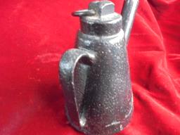 ANTIQUE CAST IRON "TEA POT" HORSE TETHER WITH RING TOP