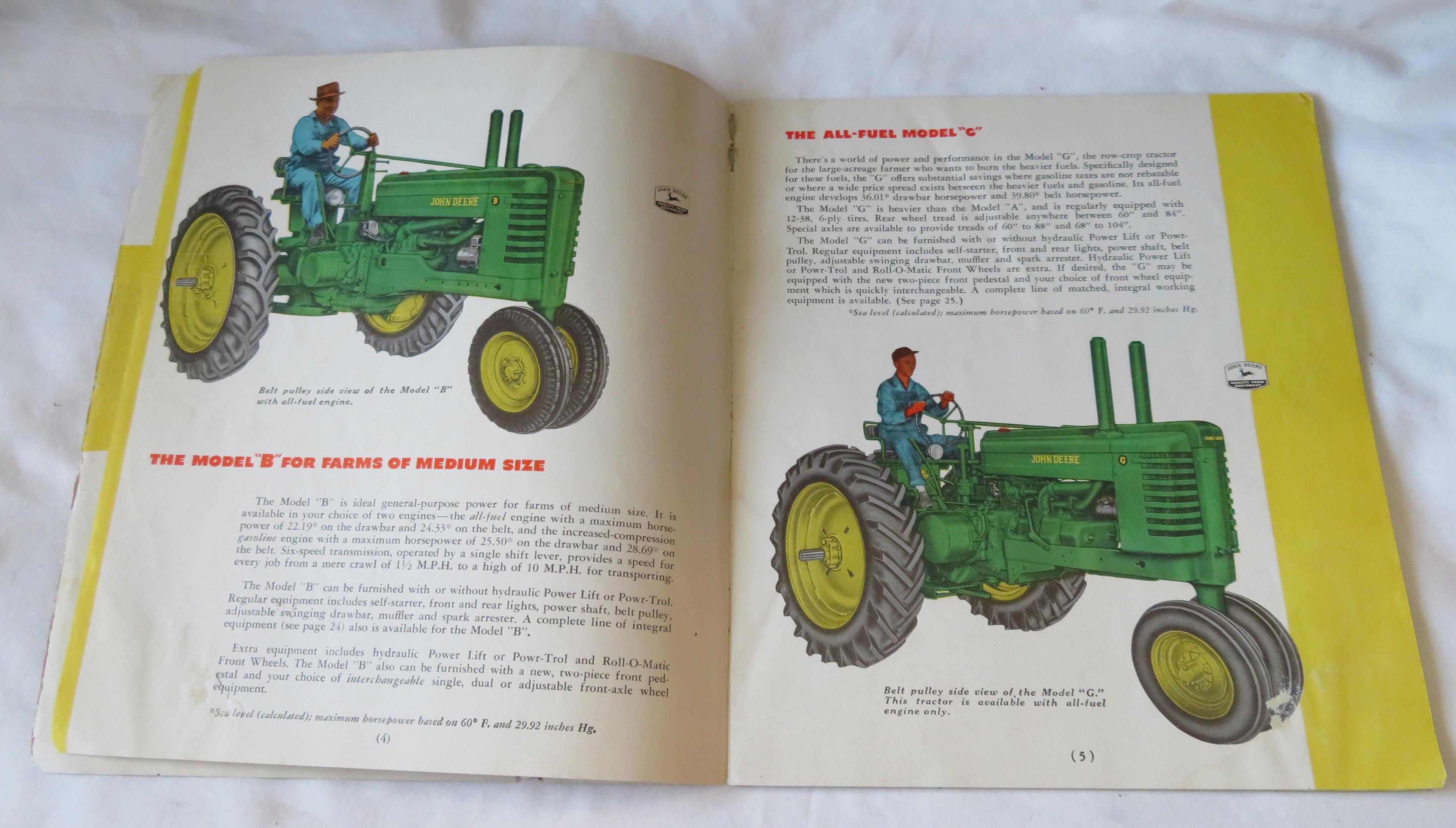 JOHN DEERE GENERAL PURPOSE TRACTORS SALES BROCHURE - "A", "B" & "G" SERIES