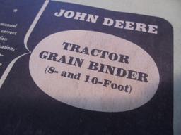 OLD JOHN DEERE OPERATOR'S MANUAL FOR A "TRACTOR GRAIN BINDER"