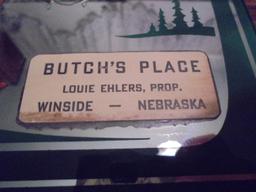 VINTAGE ADVERTISING MIRROR FROM WINSIDE NEBRASKA--"WESTERN THEME"