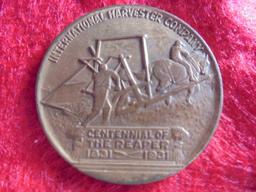 1931 McCORMICK REAPER 100 YEARS TOKEN-NICE GRAPHICS ON BOTH SIDES