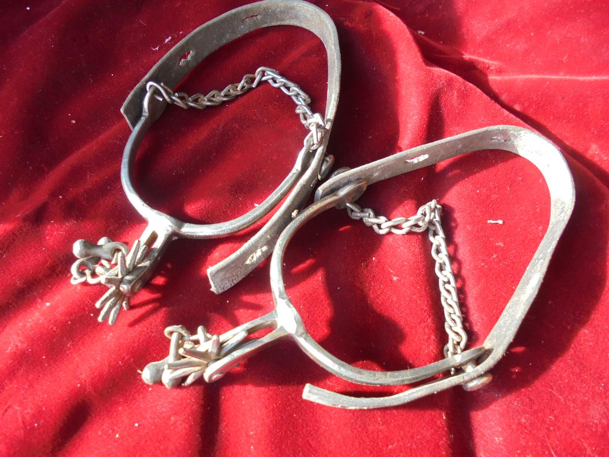 PAIR OF OLD WESTERN COWBOY SPURS-ORNATE & COMPLETE