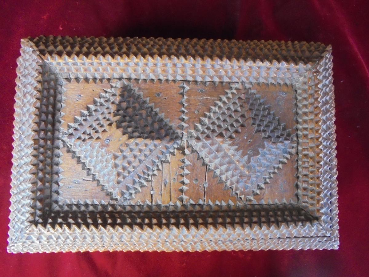 ANTIQUE "TRAMP ART" BOX-EXTREME DETAIL AND DESIGN-VERY NICE