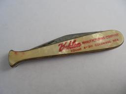 OLD "BALL BAT" TYPE ADVERTISING ONE BLADE POCKET KNIFE-"BEHLEN MANUFACTURING" COLUMBUS NEBRASKA