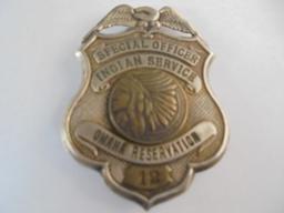 VINTAGE & REAL "SPECIAL OFFICER INDIAN SERVICE" BADGE ---OMAHA RESERVATION-GREAT DESIGN