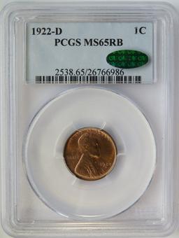 1922-D LINCOLN WHEAT CENT - PCGS MS65RB CAC APPROVED