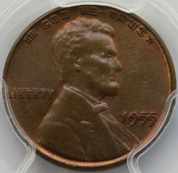 1955 DOUBLE DIE OBVERSE LINCOLN WHEAT CENT - PCGS MS64BN CAC