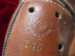 VINTAGE LEATHER FOOTBALL HELMET WITH NICE MAKERS STAMP "LOWE & CAMPBELL SPORTING'S GOODS"