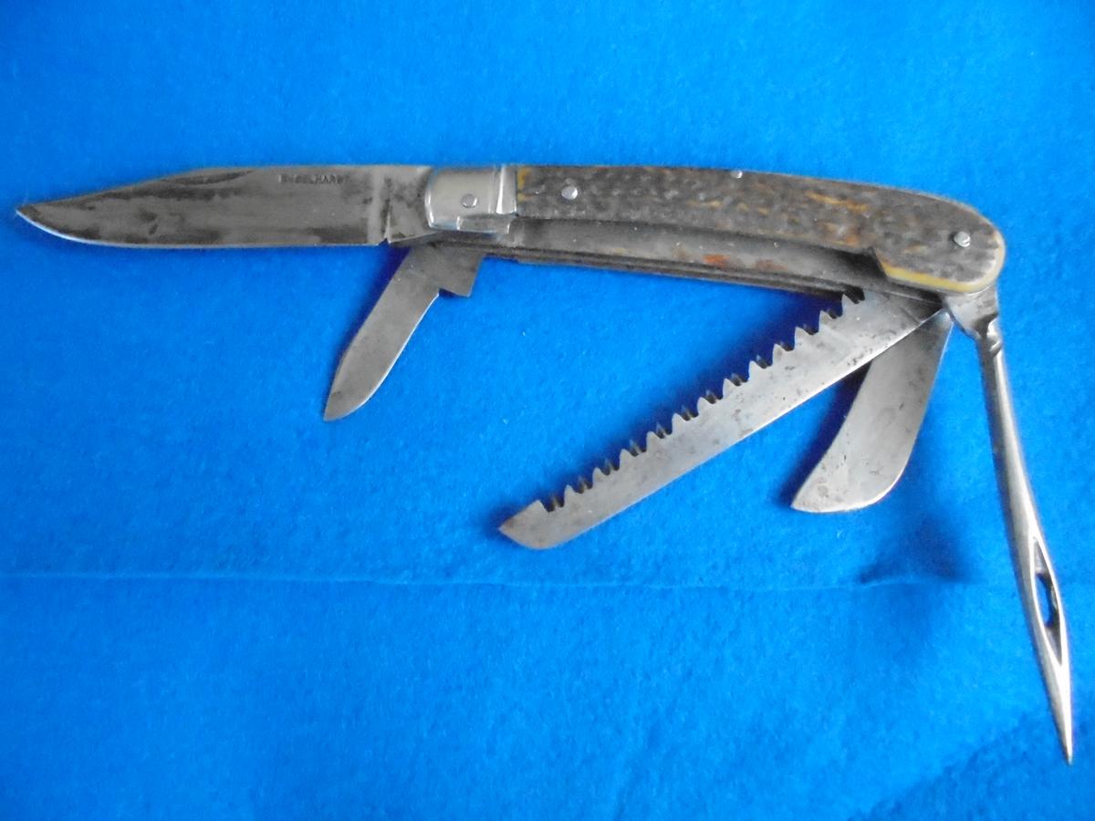 VINTAGE "ENGELHARDT" 5 BLADE CAMPING KNIFE-FAIRLY GOOD ORIGINAL