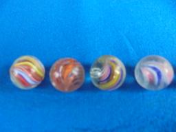 OLD GROUP OF (8) SWIRL TYPE MARBLES-DIFFERENT SIZES AND COLOR COMBINATIONS