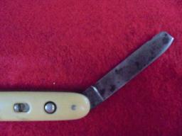 OLD SCHRADE TWO BLADE POCKET KNIFE WITH AUTOMATIC OPENER-"OFFICE KNIFE"-FAIR TO POOR CONDITION