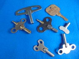 GROUP OF OLD KEYS--4 ARE FROM CLOCKS