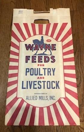 WAYNE FEEDS - NEW OLD STOCK - PAPER ADVERTISING SACK