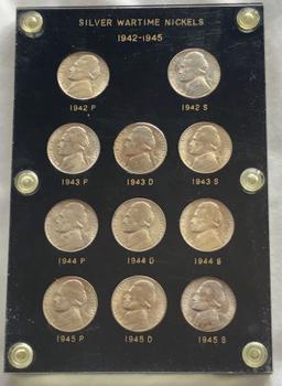 UNCIRCULATED SILVER WAR NICKEL SET - 11 TOTAL COINS