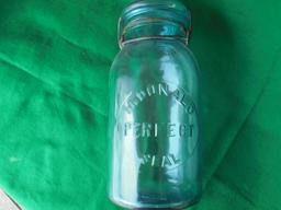 ANTIQUE "McDONALD PERFECT SEAL" FRUIT JAR WITH LID-9 1/2 INCHES TALL