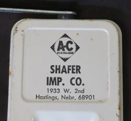 ALLIS CHALMERS "SHAFER IMPL. CO - HASTINGS, NEBRASKA" - ADVERTISING THERMOMETER