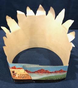 ROKAR IMPLEMENT CO. "DIAMOND JUBILEE" INDIAN CHIEF FEATHER PAPER HAT